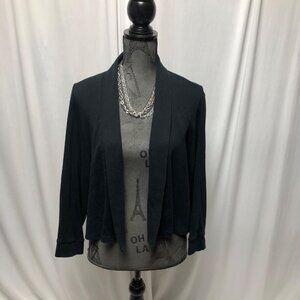 Rafaella Open Front Cardigan Womens Size 2X Black Cotton Jacket Office Layering